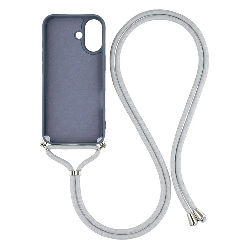 Per iPhone 17 Custodia Morbida Rivestimento in Fibra TPU con Tracolla - Grigio Lavanda