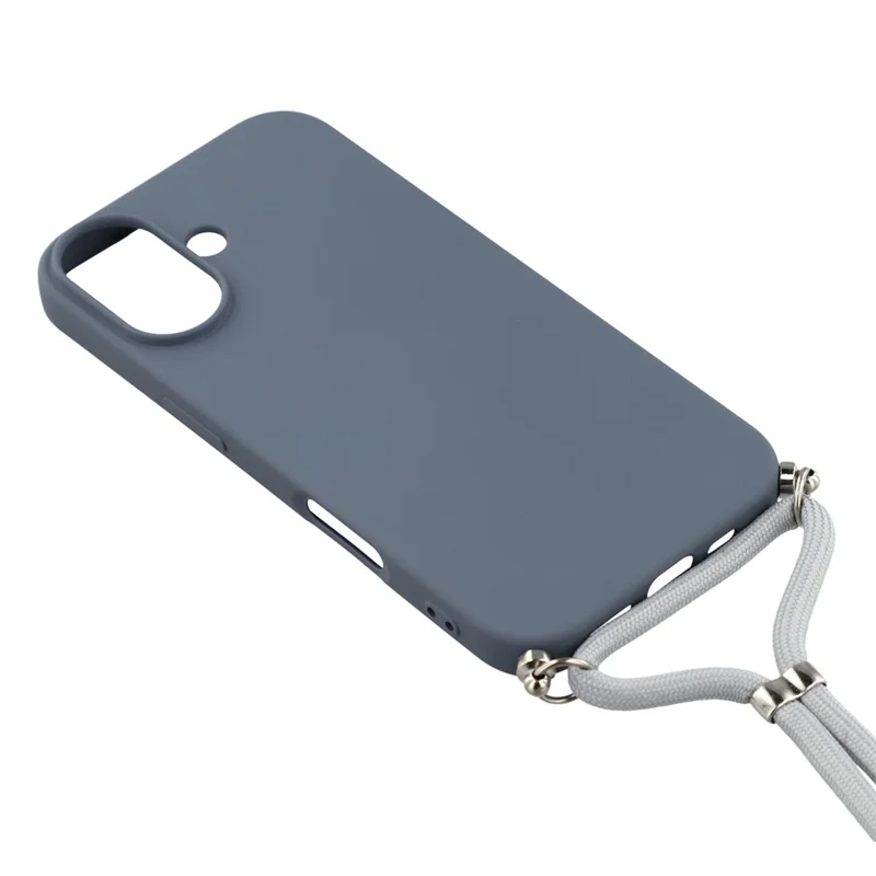 Per iPhone 17 Custodia Morbida Rivestimento in Fibra TPU con Tracolla - Grigio Lavanda