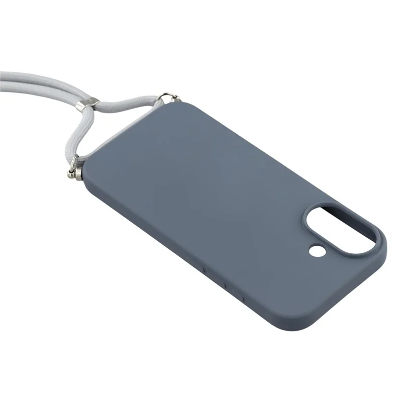 Per iPhone 17 Custodia Morbida Rivestimento in Fibra TPU con Tracolla - Grigio Lavanda