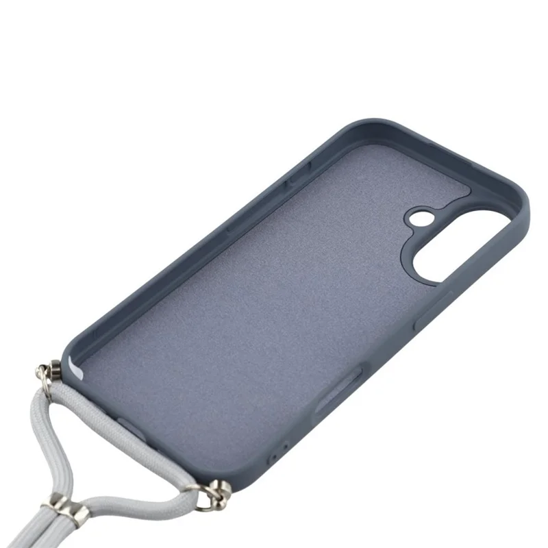 Per iPhone 17 Custodia Morbida Rivestimento in Fibra TPU con Tracolla - Grigio Lavanda