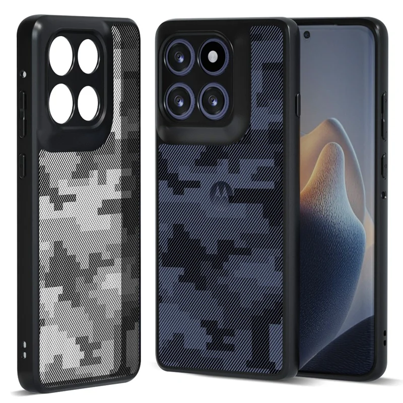 IBMRS Für Motorola Edge 60 Fusion 5G / Edge 60 5G Hülle Weicher TPU-Rahmen Harte PC-Rückseite Stoßfeste Handyhülle - Gitter Camouflage