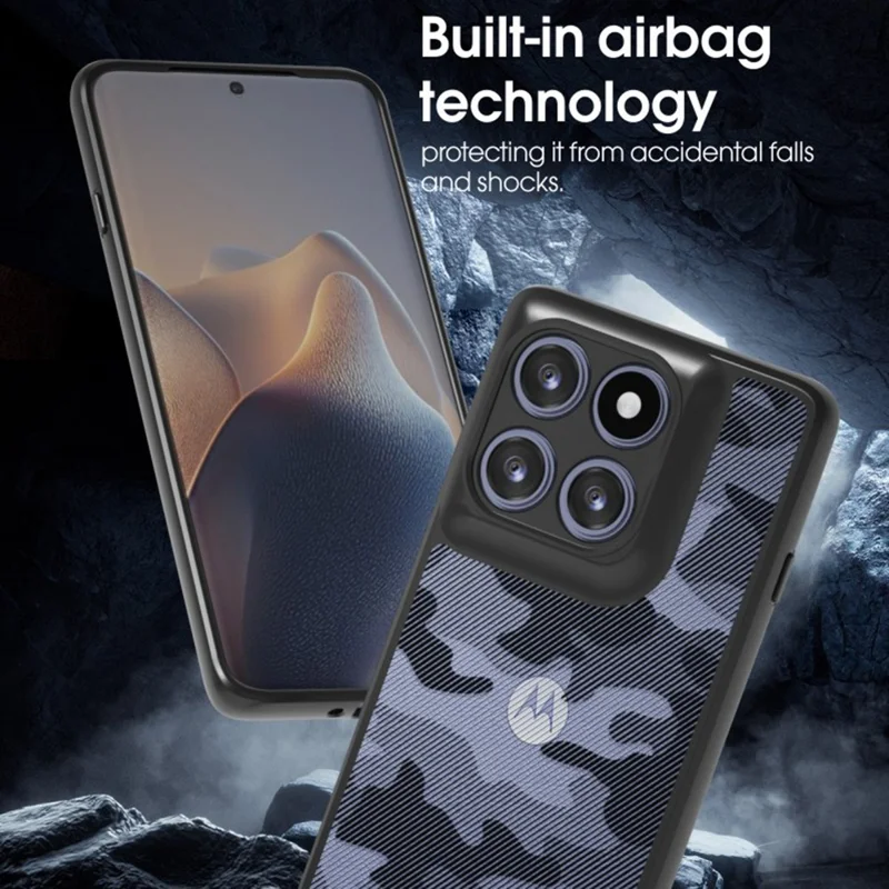 IBMRS Für Motorola Edge 60 Fusion 5G / Edge 60 5G Hülle Weicher TPU-Rahmen Harte PC-Rückseite Stoßfeste Handyhülle - Gitter Camouflage