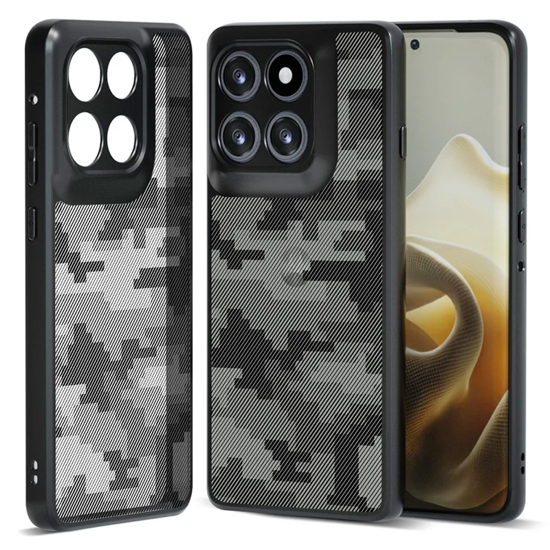 Étui IBMRS pour Motorola Edge 60 Pro 5G - Cadre TPU Souple, Dos PC Rigide, Housse de Protection Antichoc - Camouflage Quadrillé