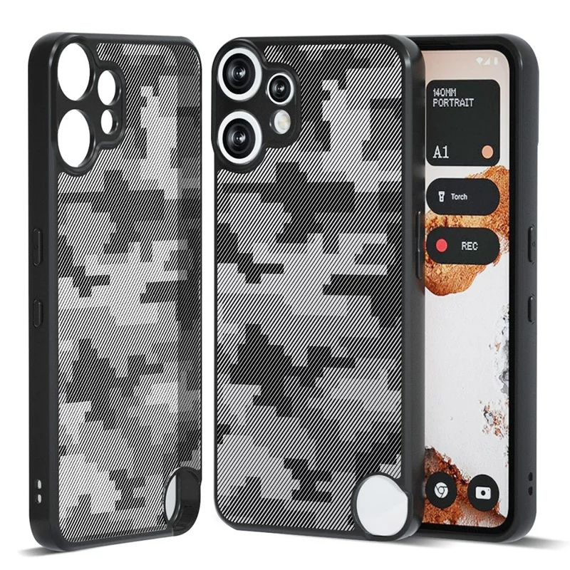 Capa IBMRS For Nothing CMF Phone 2 Pro - Moldura Flexível de TPU, Tampa Traseira Rígida de PC, Proteção Antichoque - Camuflagem em Grade