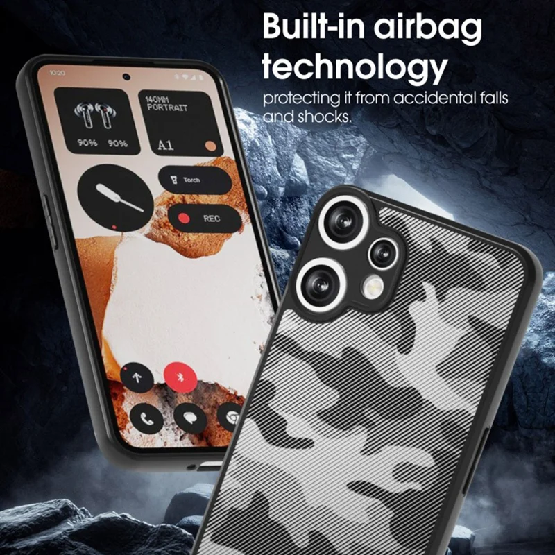 Capa IBMRS For Nothing CMF Phone 2 Pro - Moldura Flexível de TPU, Tampa Traseira Rígida de PC, Proteção Antichoque - Camuflagem em Grade
