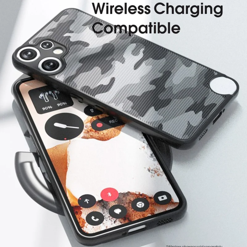 Capa IBMRS For Nothing CMF Phone 2 Pro - Moldura Flexível de TPU, Tampa Traseira Rígida de PC, Proteção Antichoque - Camuflagem em Grade