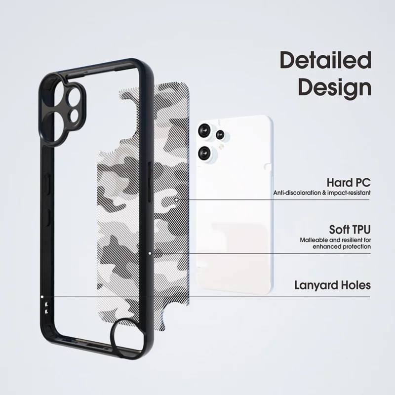 Capa IBMRS For Nothing CMF Phone 2 Pro - Moldura Flexível de TPU, Tampa Traseira Rígida de PC, Proteção Antichoque - Camuflagem em Grade