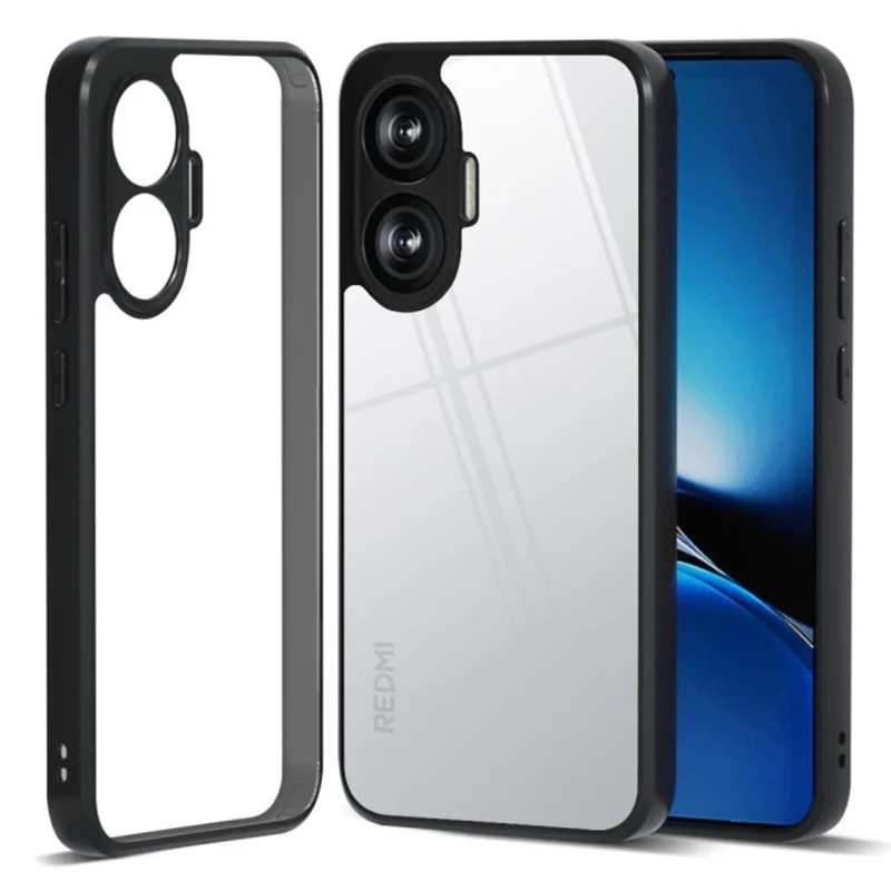 Étui IBMRS pour Xiaomi Redmi Turbo 4 Pro 5G / Poco F7 5G - Cadre TPU Souple, Dos PC Rigide, Protection Antichoc - Transparent Noir