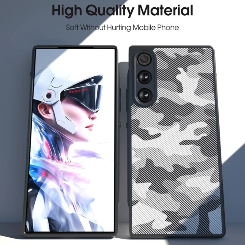 IBMRS Pour ZTE nubia Redmagic 10 Air 5G Étui Cadre TPU Souple Dos PC Rigide Antichoc Housse de Protection - Camouflage Quadrillé