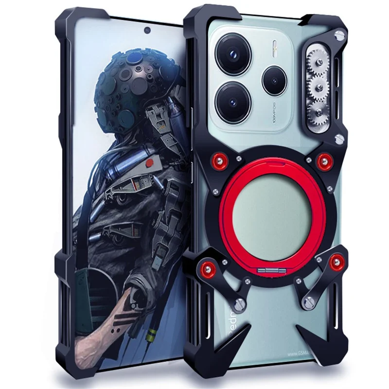 Coque de Protection avec Pare-chocs pour Xiaomi Redmi Note 14 5G / Note 13 4G / Note 12 Pro Speed 5G / 13 Pro 5G / 13T Pro / Poco X5 Pro 5G - Housse de Téléphone Magnétique en Alliage d'Aluminium - Noir