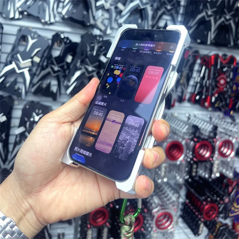 For iPhone 16 Pro Max Bumper Case Kickstand Aluminum Alloy Magnetic Phone Cover with Wrist Strap - Black