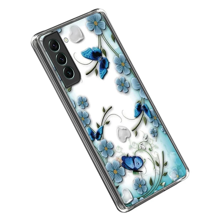 For Samsung Galaxy S23+ Anti-scratch Pattern Printing IMD Case Flexible TPU Phone Back Cover - Butterfly and Flower