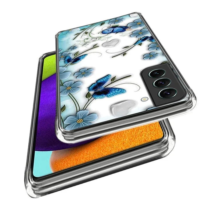 For Samsung Galaxy S23+ Anti-scratch Pattern Printing IMD Case Flexible TPU Phone Back Cover - Butterfly and Flower
