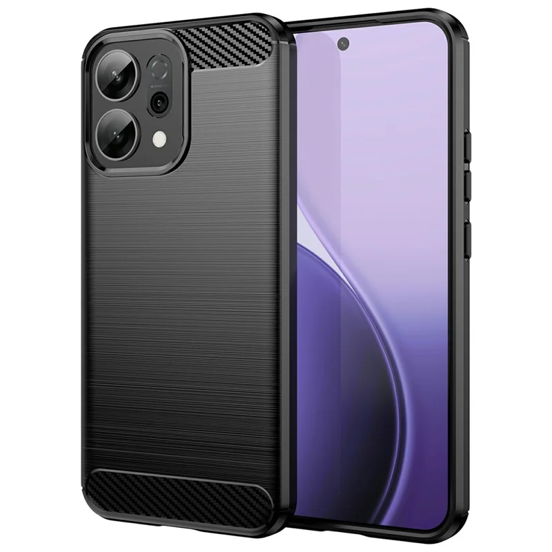 Für Oppo Reno14 5G (Global) / 14F 5G Hülle Schutzhülle Handyhülle Karbonfaser-Textur Gebürstet - Schwarz