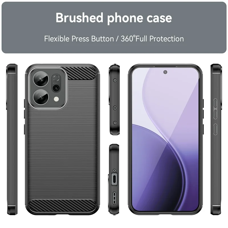 Für Oppo Reno14 5G (Global) / 14F 5G Hülle Schutzhülle Handyhülle Karbonfaser-Textur Gebürstet - Schwarz