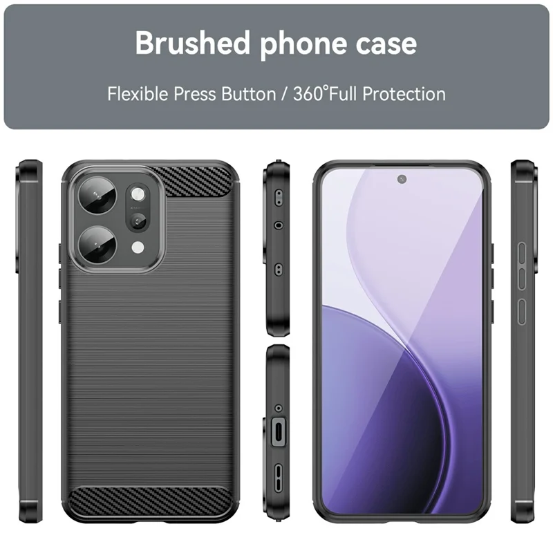 Für Oppo Reno14 Pro 5G (Global) Schutzhülle Kohlefaser-Textur gebürstet - Schwarz