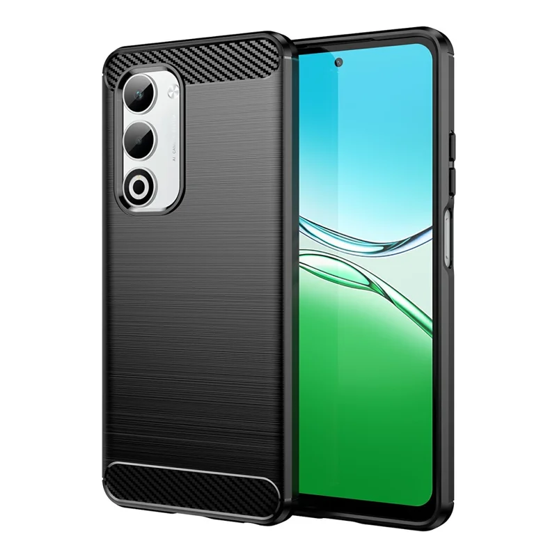 Чехол для Oppo A5 5G / A5 4G с защитным покрытием, текстурой под карбон и матовой щеткой - Черный