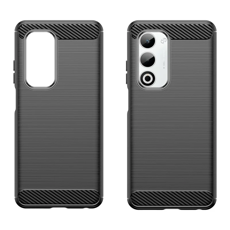 Чехол для Oppo A5 5G / A5 4G с защитным покрытием, текстурой под карбон и матовой щеткой - Черный