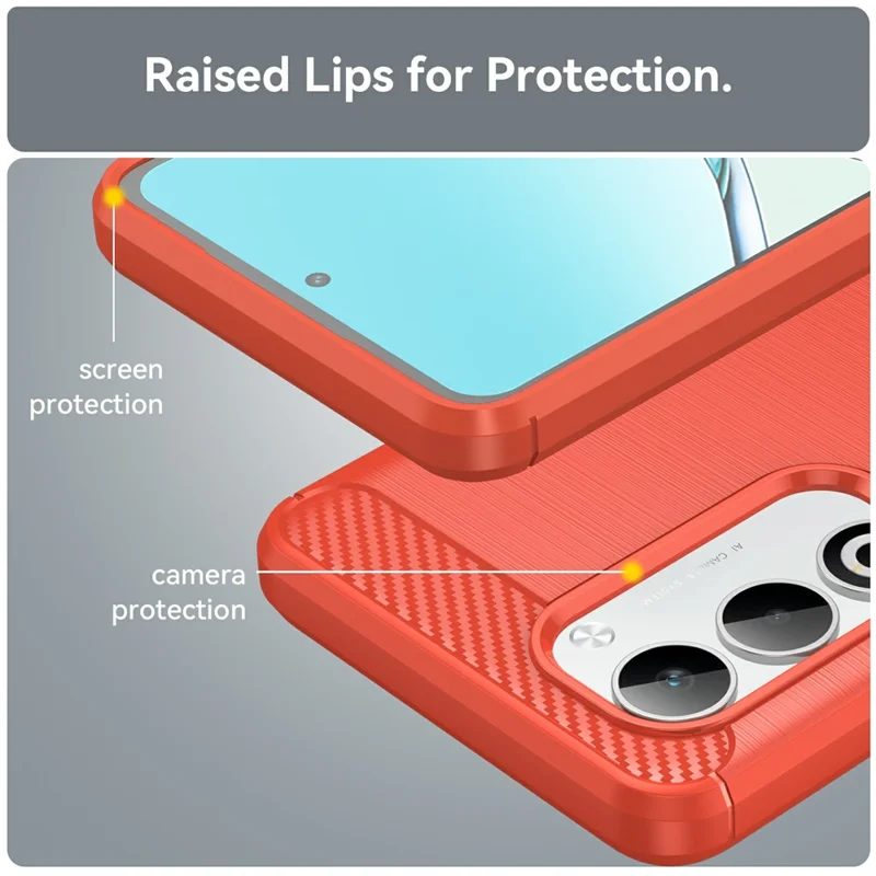 For Oppo A5 5G / A5 4G Case Protective Phone Cover Carbon Fiber Texture Brushed - Red