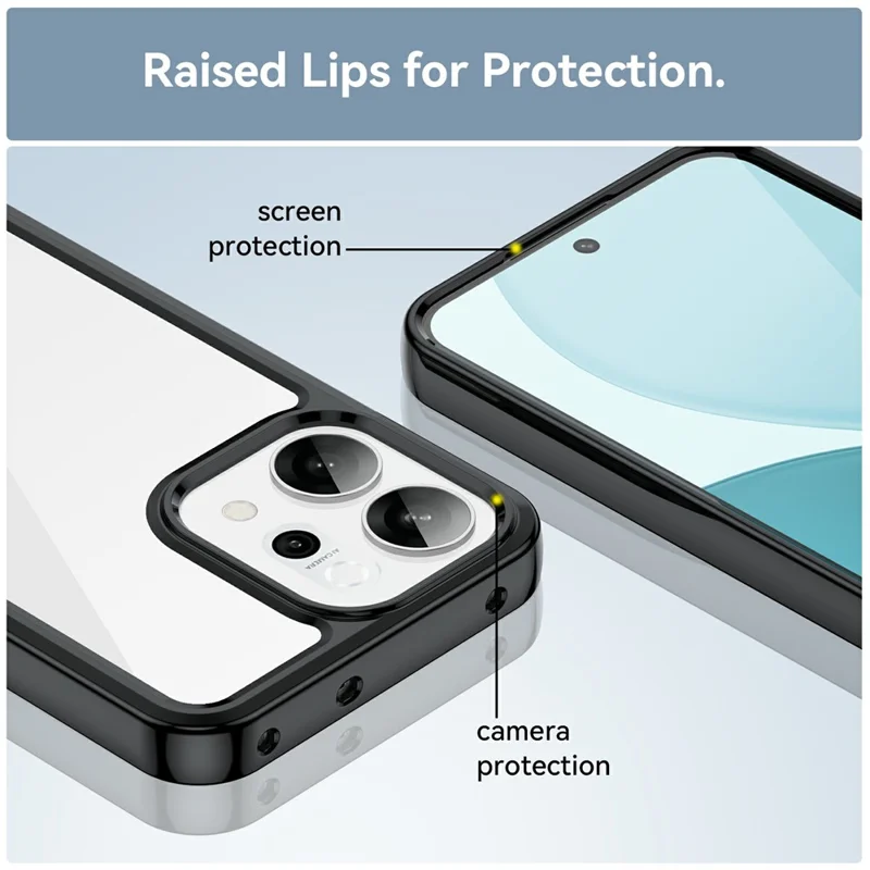 For Oppo Reno14 5G (Global) / 14F 5G Case TPU + Acrylic Protective Clear Phone Cover - Black