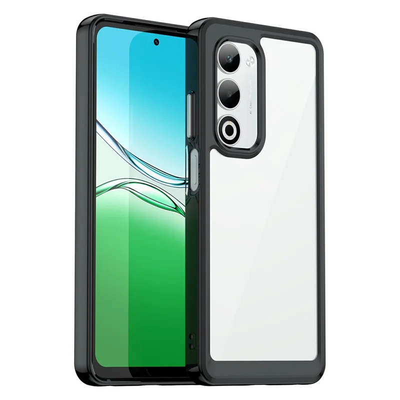 Pour étui Oppo A5 5G / A5 4G Housse de protection transparente en TPU + acrylique - Noir