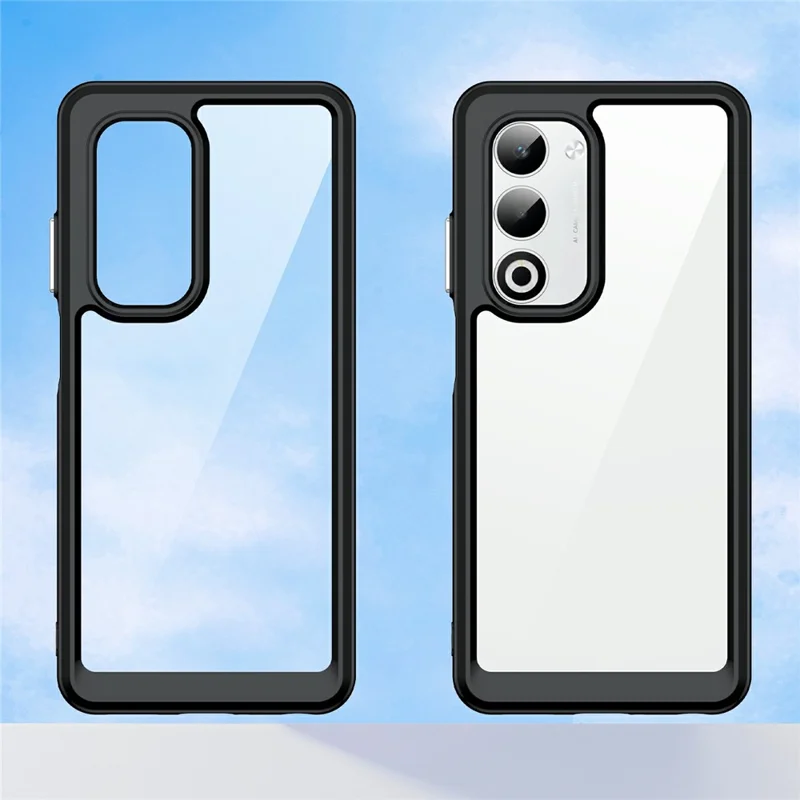 Pour étui Oppo A5 5G / A5 4G Housse de protection transparente en TPU + acrylique - Noir