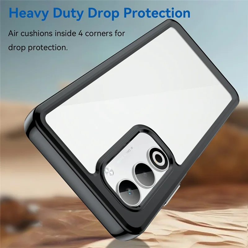 Pour étui Oppo A5 5G / A5 4G Housse de protection transparente en TPU + acrylique - Noir