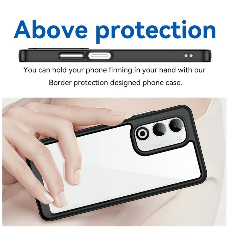 Pour étui Oppo A5 5G / A5 4G Housse de protection transparente en TPU + acrylique - Noir