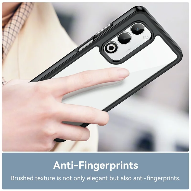 Pour étui Oppo A5 5G / A5 4G Housse de protection transparente en TPU + acrylique - Noir