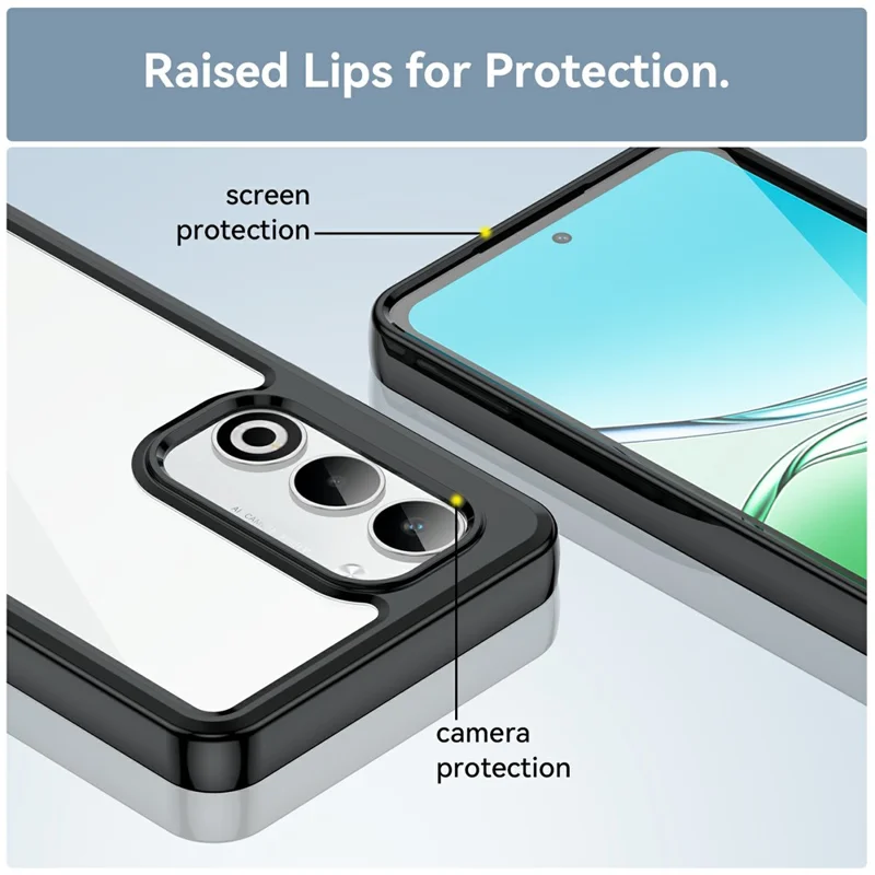 Pour étui Oppo A5 5G / A5 4G Housse de protection transparente en TPU + acrylique - Noir