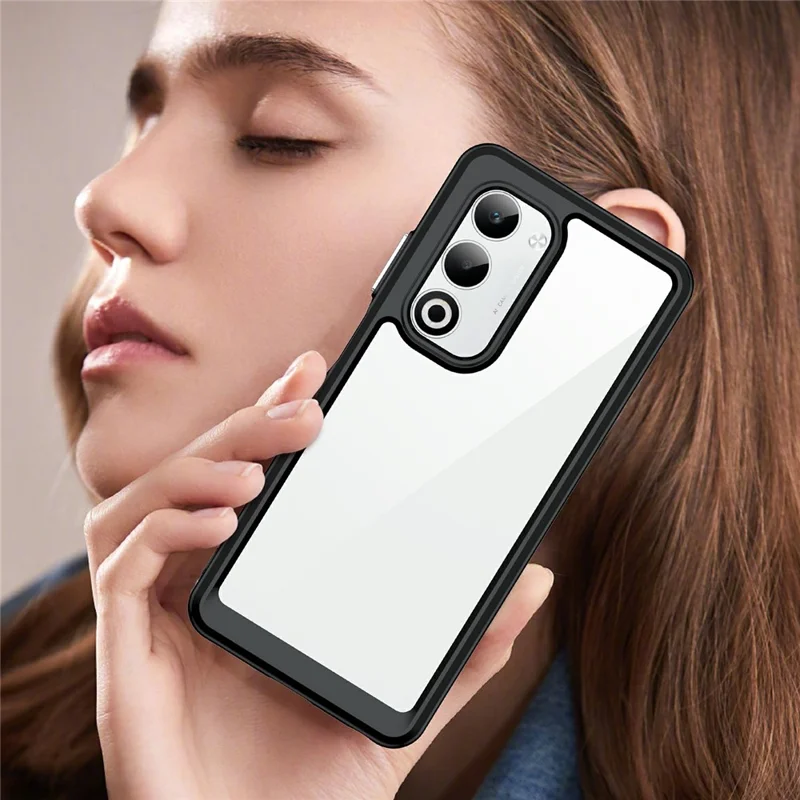 Pour étui Oppo A5 5G / A5 4G Housse de protection transparente en TPU + acrylique - Noir