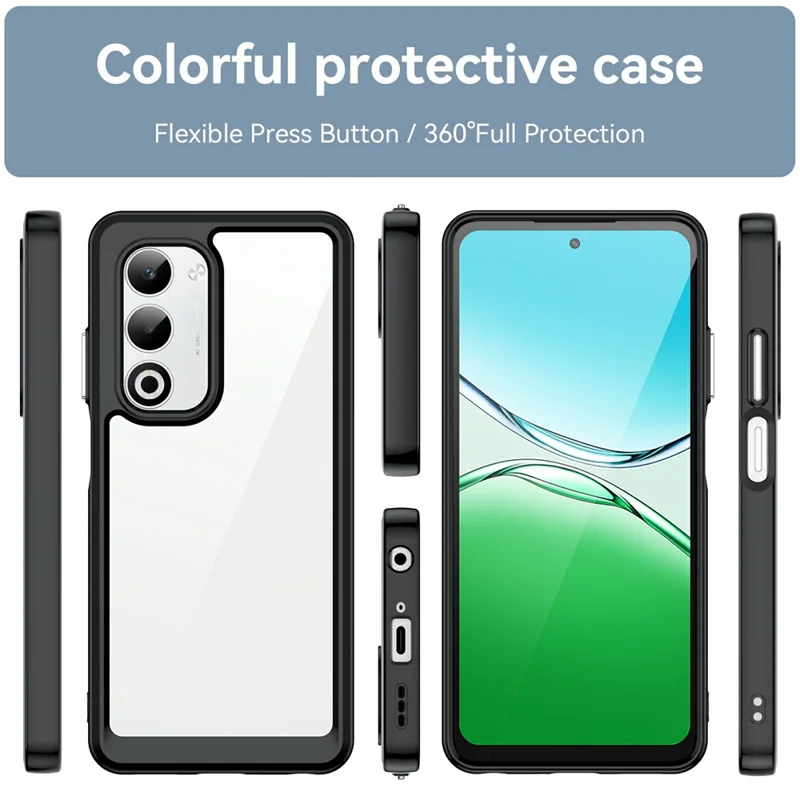 Pour étui Oppo A5 5G / A5 4G Housse de protection transparente en TPU + acrylique - Noir