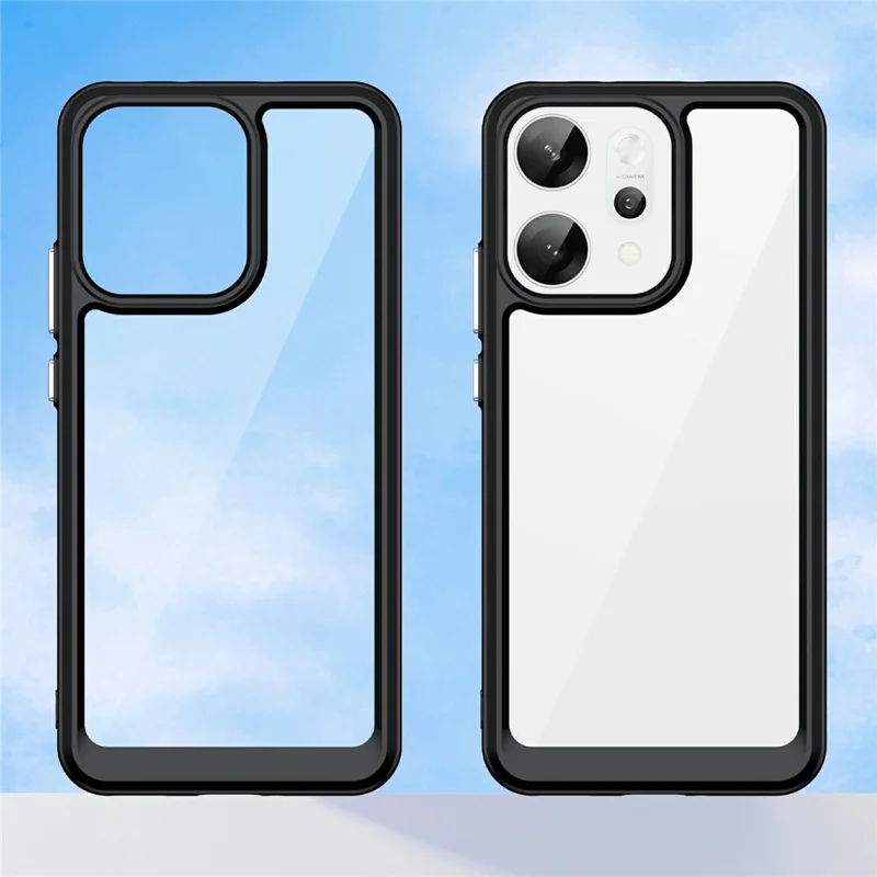 Für Oppo Reno14 Pro 5G (Global) Hülle TPU + Acryl Schutzhülle Transparent Handyhülle - Schwarz