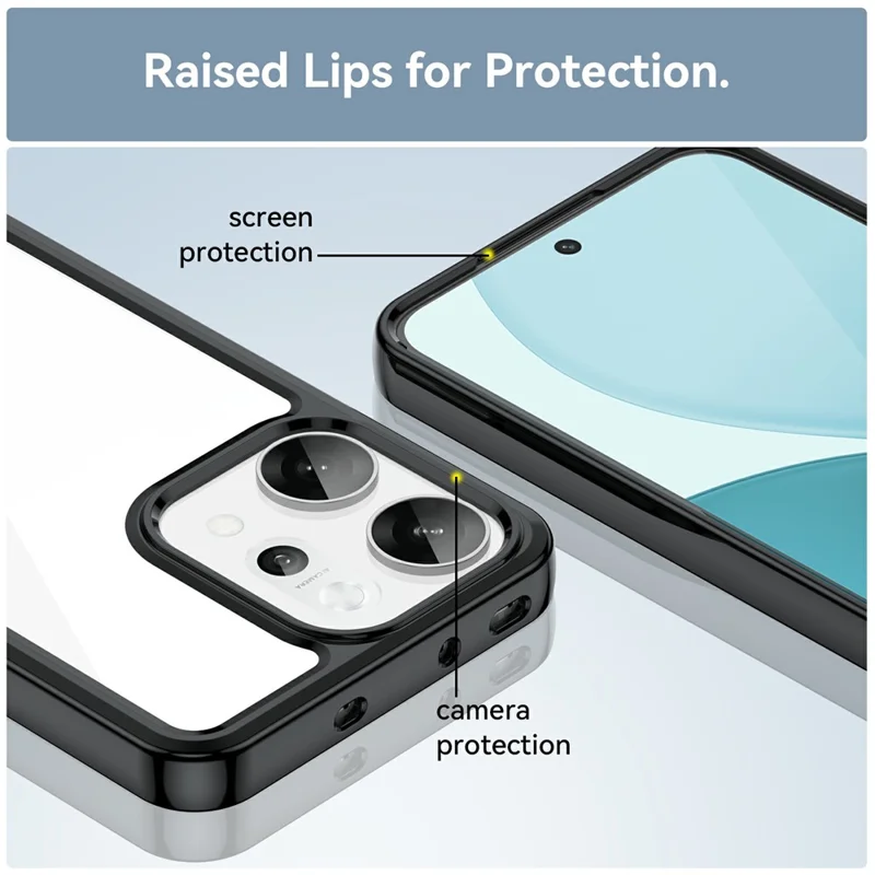 Für Oppo Reno14 Pro 5G (Global) Hülle TPU + Acryl Schutzhülle Transparent Handyhülle - Schwarz