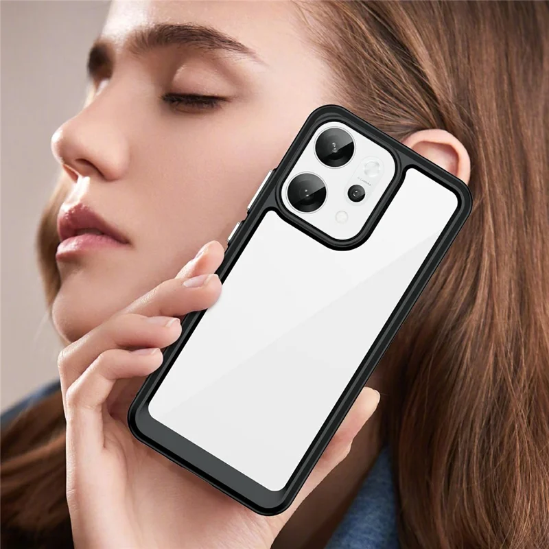 Für Oppo Reno14 Pro 5G (Global) Hülle TPU + Acryl Schutzhülle Transparent Handyhülle - Schwarz