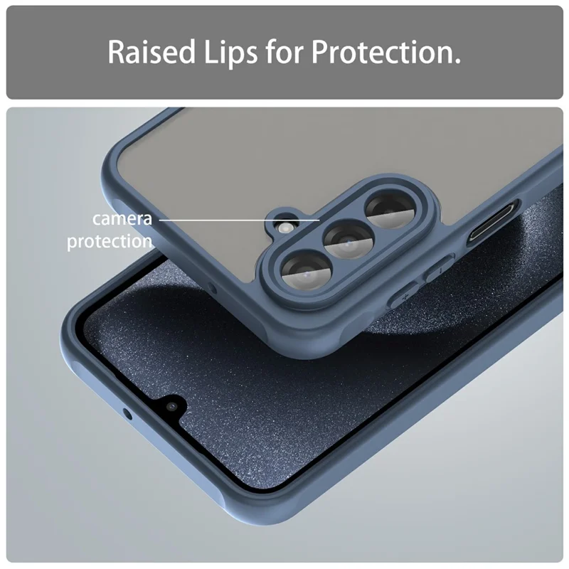 For Samsung Galaxy A17 5G / A17 4G / M17 5G / F17 5G Case Drop Proof Airbags Frosted Translucent PC + TPU Phone Back Cover - Blue