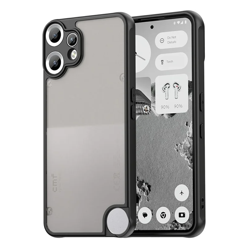 For Nothing CMF Phone 2 Pro Case Drop Proof Airbags Frosted Translucent PC + TPU Phone Back Cover - Black