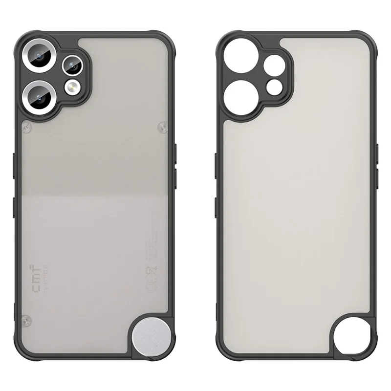 For Nothing CMF Phone 2 Pro Case Drop Proof Airbags Frosted Translucent PC + TPU Phone Back Cover - Black