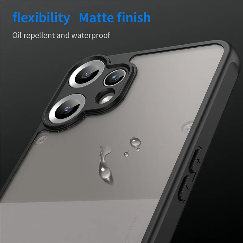 For Nothing CMF Phone 2 Pro Case Drop Proof Airbags Frosted Translucent PC + TPU Phone Back Cover - Black