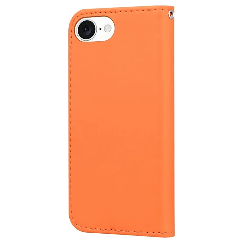 For iPhone 16e Hoesje met Grappig Cartoonpatroon Portemonnee Leren Telefoonhoes - Oranje