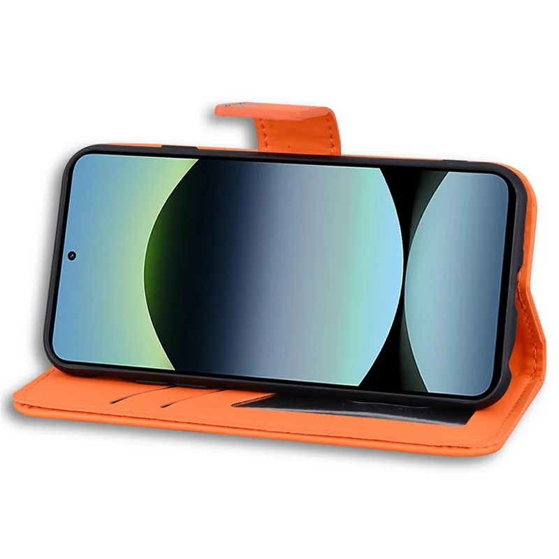 Cover a portafoglio in pelle con motivo cartoon per Xiaomi Redmi Note 14 4G (164,84 mm) - Arancione