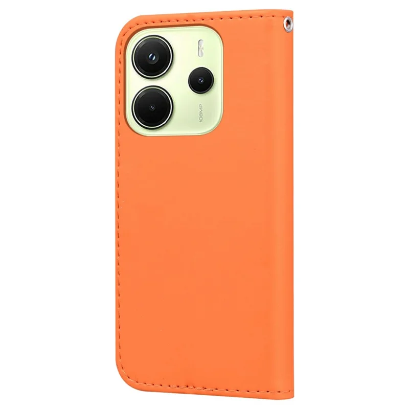 Cover a portafoglio in pelle con motivo cartoon per Xiaomi Redmi Note 14 4G (164,84 mm) - Arancione