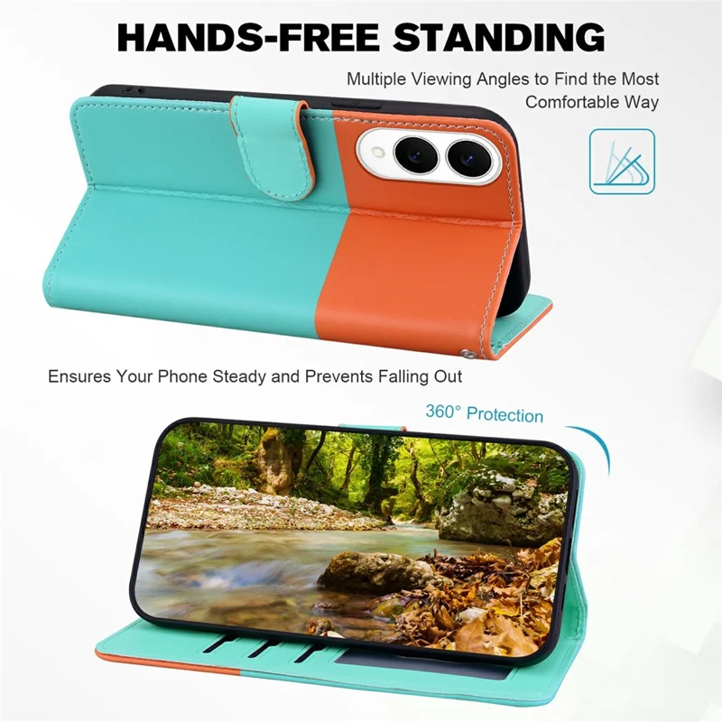 Cartoon Pet Series for Samsung Galaxy S25 Edge Wallet Phone Case Splicing Leather Flip Cover - Sky Blue