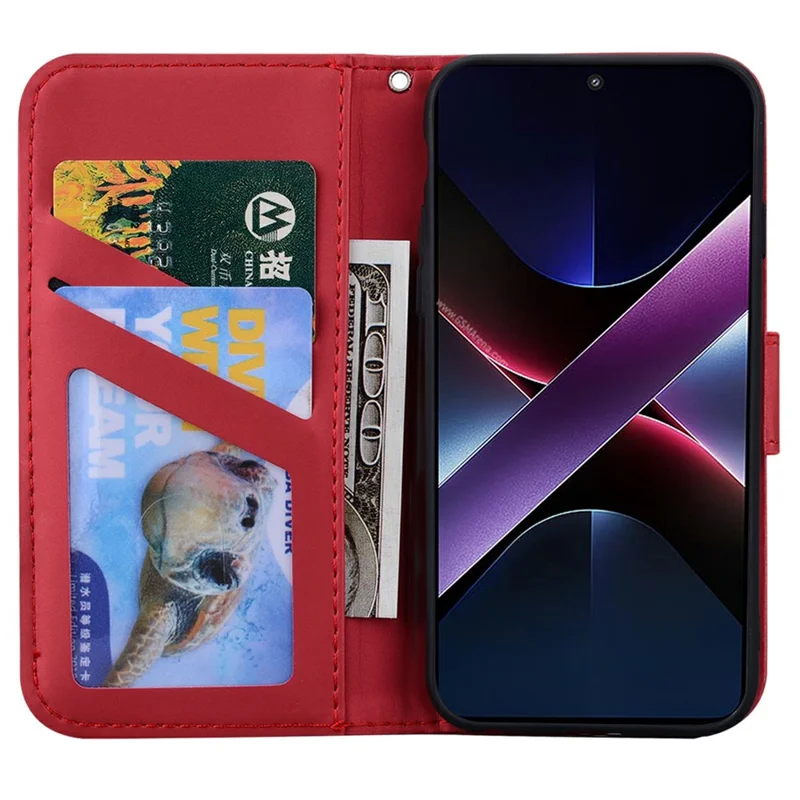 Voor Xiaomi Poco X7 Pro 5G Hoesje met Grappig Cartoonpatroon Portefeuille Leren Telefoonhoes - Rood