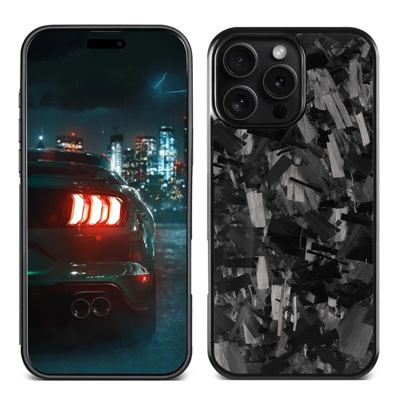 For iPhone 16 Pro Max Magnetic Case Large Texture Aramid Fiber + TPU Phone Cover - Black