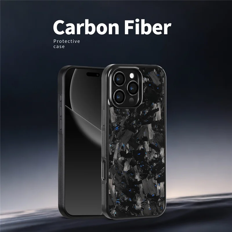 For iPhone 16 Pro Max Magnetic Case Large Texture Aramid Fiber + TPU Phone Cover - Black