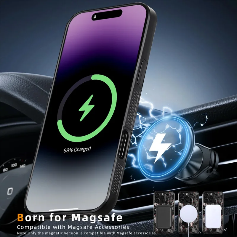 For iPhone 16 Pro Max Magnetic Case Large Texture Aramid Fiber + TPU Phone Cover - Black