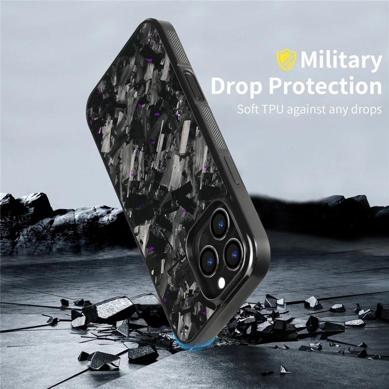 For iPhone 16 Pro Max Magnetic Case Large Texture Aramid Fiber + TPU Phone Cover - Black
