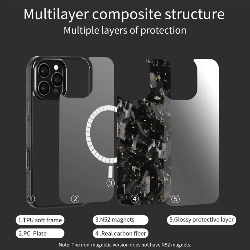 For iPhone 16 Pro Max Magnetic Case Large Texture Aramid Fiber + TPU Phone Cover - Black