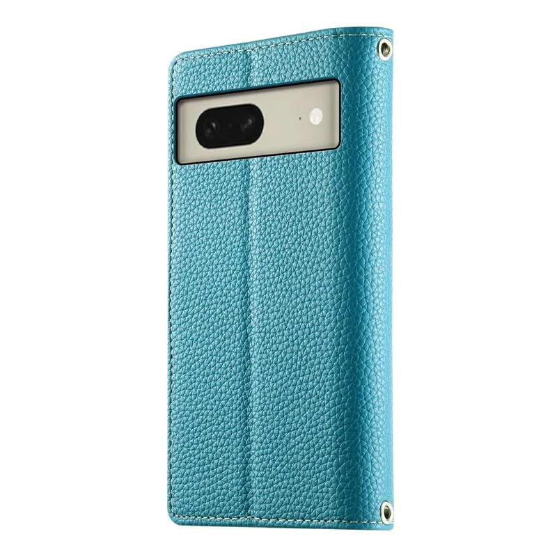For Google Pixel 8 Case Zipper Wallet Color Splicing Leather Flip Phone Cover with Straps - Lake Blue
